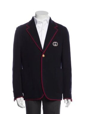 Gucci Black Blazer with Red Trim and Gold Button